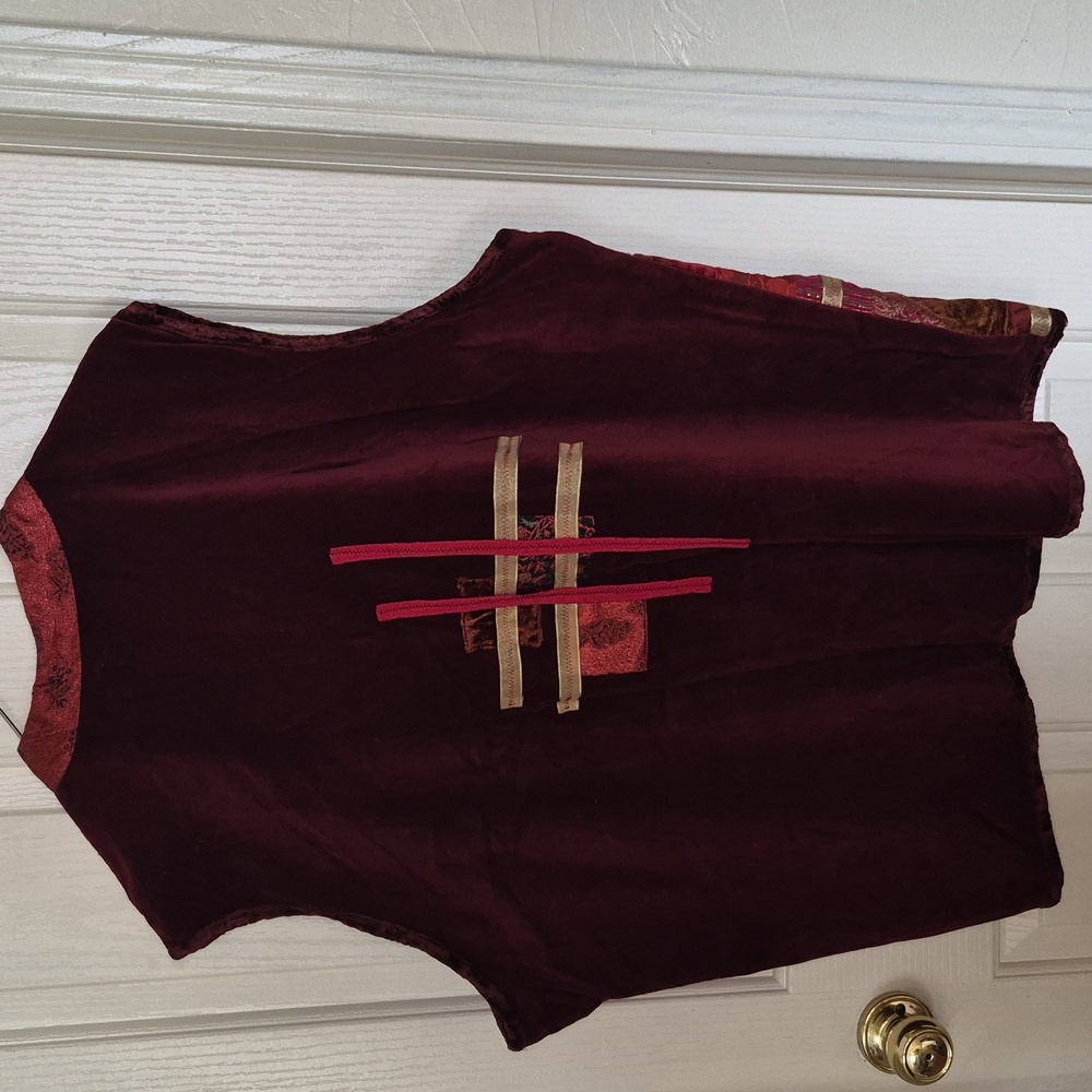 Coldwater Creek Multi-Color Patchwork Velvet Vest - image 2